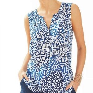 Lilly Pulitzer Sleeveless Stacey Vacation  24146‎ Indigo Top XS